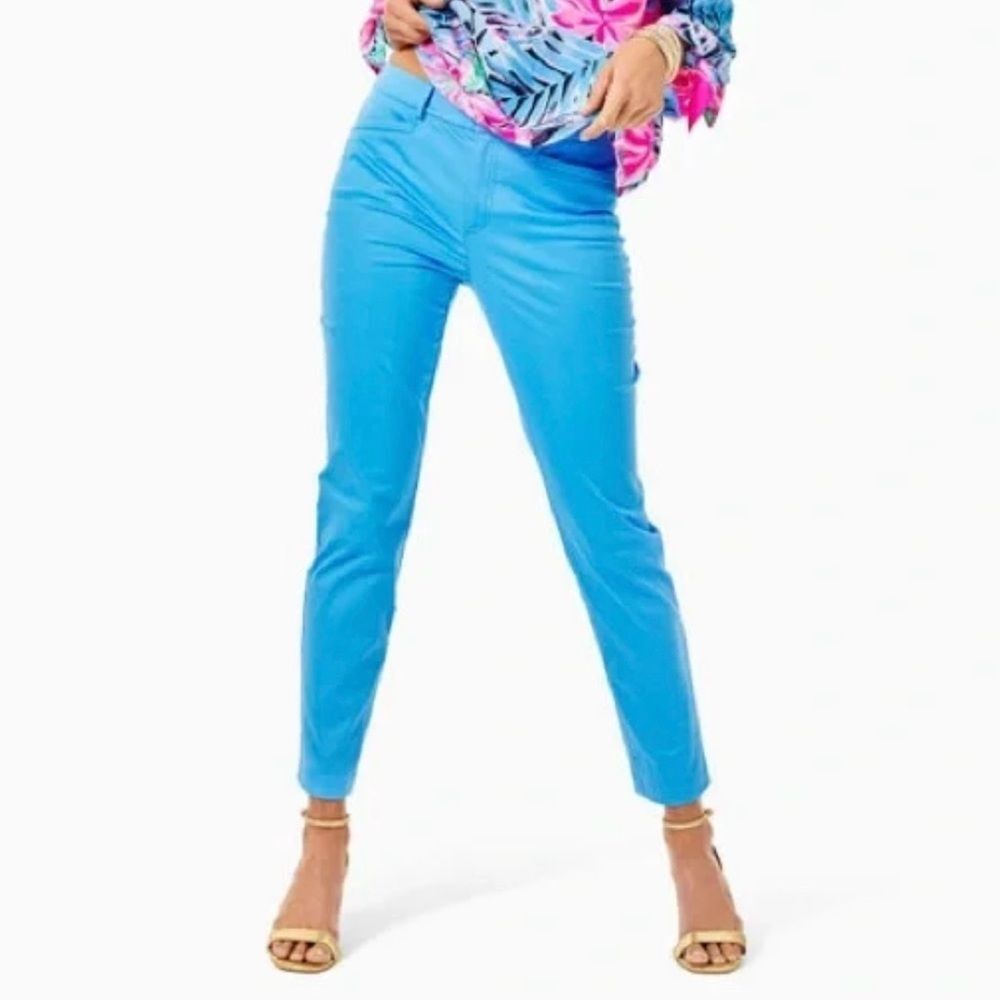 LILLY PULITZER NWT Kelly Stretch Pants Skinny Mid Rise Zanzibar Blue Size 2